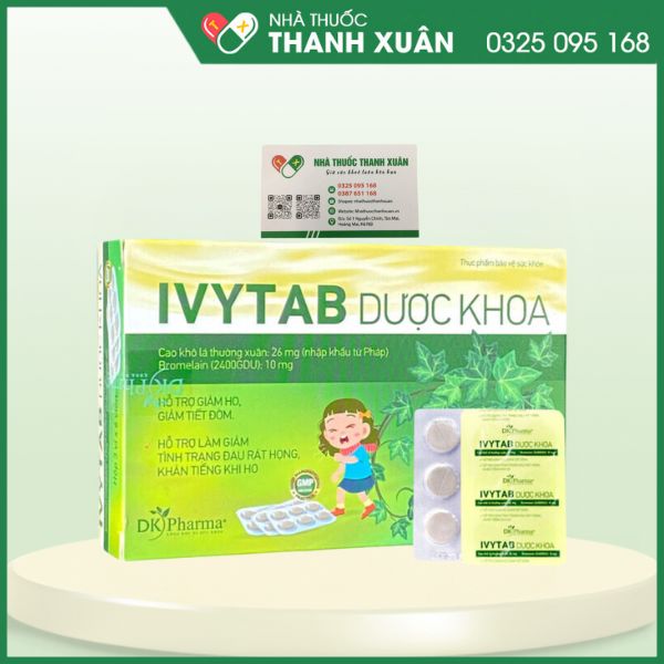 Ivytab Dược khoa - Hỗ trợ giảm ho, giảm tiết đờm, giảm đau rát họng